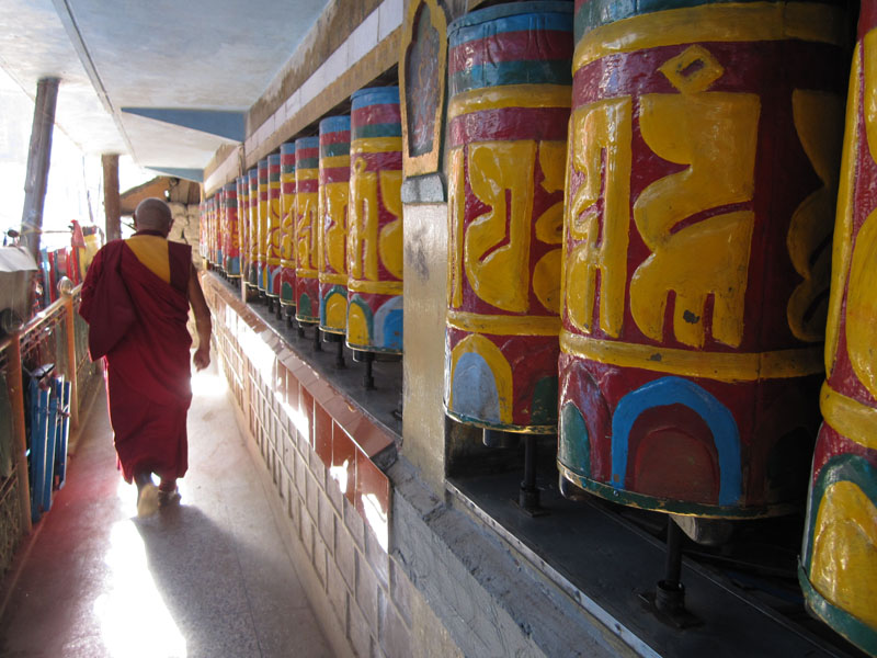 Tibetan Prayer Wheels - McLeod Ganj, a village within the Dharamshala municipality, is the home of the current Dalai Lama, Tenzin Gyatso, and the exiled Tibetan government.