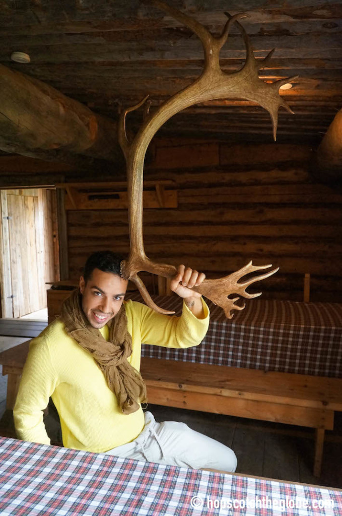 Siya trying on a set of reindeer antlers