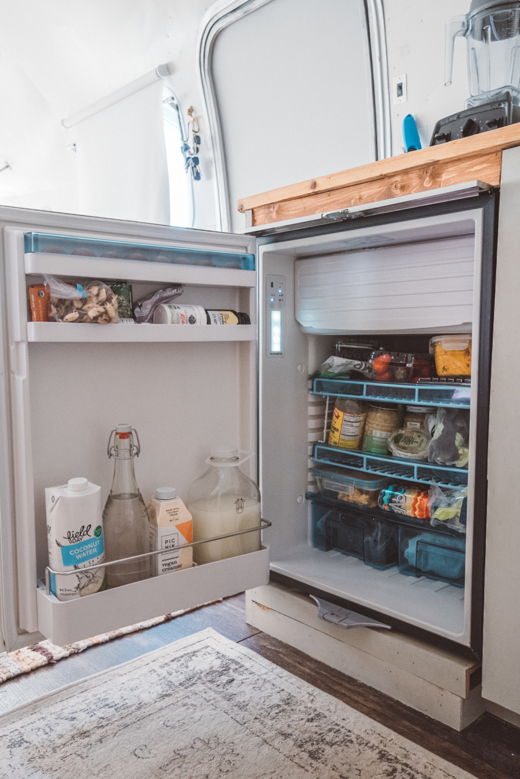 Luxury Airstream Kitchen Remodel Tour   Airstream Kitchen Renovation Tour Fridge 1026x1536 